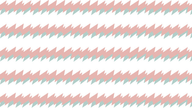 Seamless zig-zag geometric pattern featuring sharp pink and light green horizontal stripes on white backdrop.