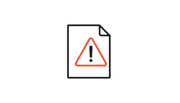 Business document icon showing an orange triangle warning exclamation sign representing high alert files.