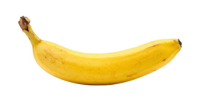A single ripe yellow banana isolated on a clean white background