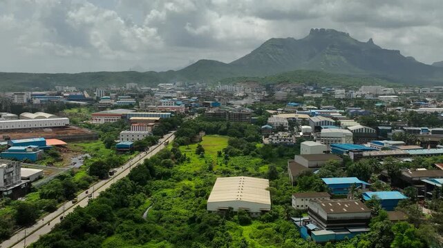 Panvel, Panvel city, Maharashtra, India, aerial view, drone, cityscape, urban landscape, residential buildings, high-rise buildings, Panvel skyline, urban development, residential area, city, apartmen