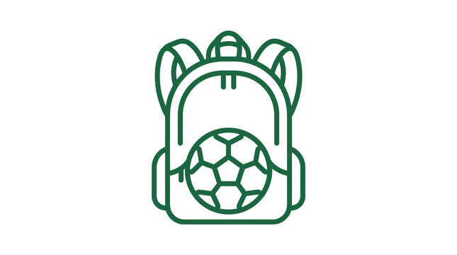 Soccer ball equipment backpack outline icon.