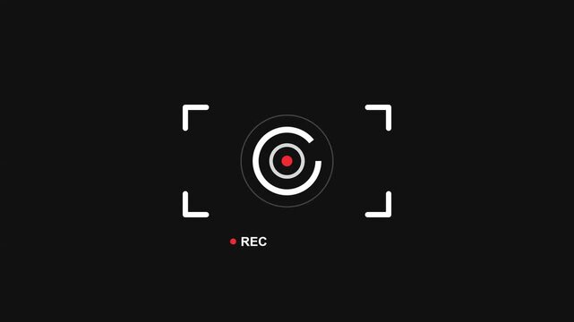 Minimalist Video Recording Icon Animation With Frame Assembly Lens Pulse Scan And Active Recording Indicator.