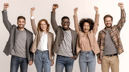 Fototapeta premium team_of_employees_celebrating_success