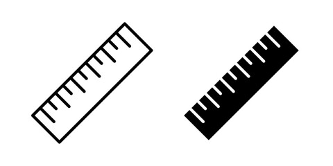 Fototapeta premium Ruler Icon represents measurement, length, drawing, construction, and precise sizing with editable outline and fill vector illustrations.