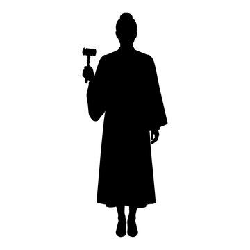 Judge holding gavel silhouette isolated on transparent background