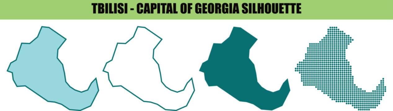 Tbilisi georgia capital silhouette map outline illustration.