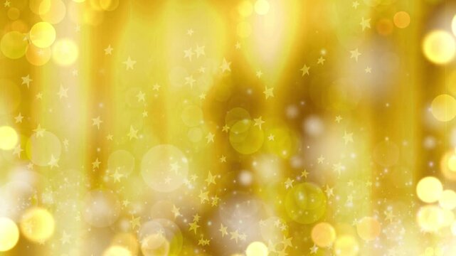 黄金の背景にたくさんの光と星がキラキラと煌めくかわいいアニメーション動画