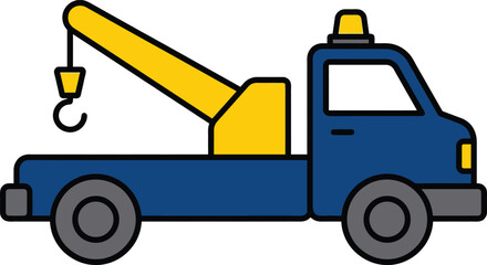 Naklejka premium A simple cartoon illustration of a blue tow truck isolated on transparent background