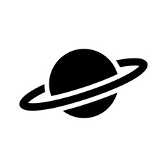 Modern black vector outline and solid icon of planet saturn with tilted ring © bonna7173