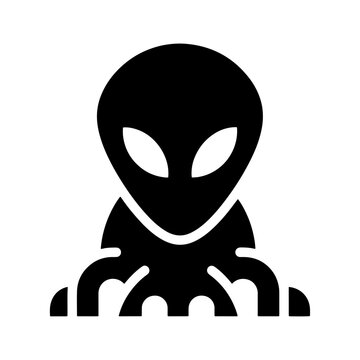 Black silhouette icon of an alien head with tentacles space creature sci fi tentacles
