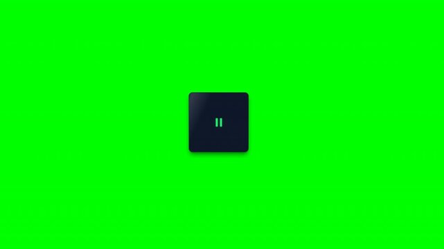 Video media play and pause button popup on green screen