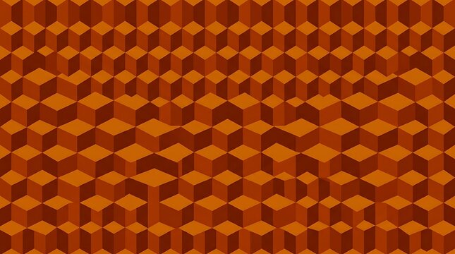 Abstract orange geometric cube pattern background with 3D isometric block texture design.