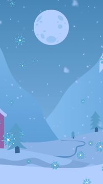 Animated glowing snowflakes create a festive Christmas vibe.