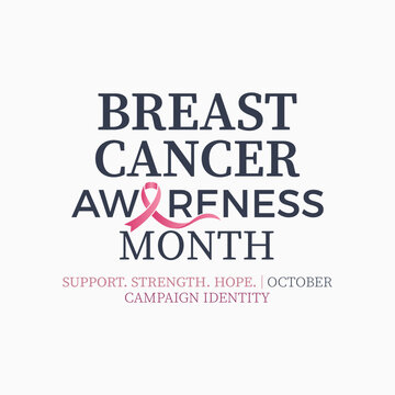 Breast Cancer Awareness Typography with Pink Ribbon Vector
