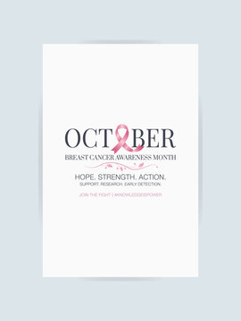 October Breast Cancer Awareness Month Typography Poster Vector