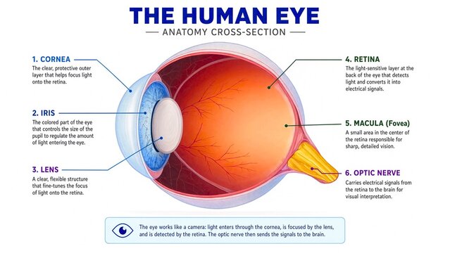 The Human Eye Anatomy Cross Section Educational Diagram