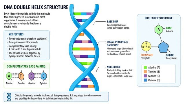 DNA Double Helix Structure and Base Pairing Educational Diagram