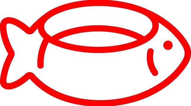 Red minimalist fish bowl line art icon