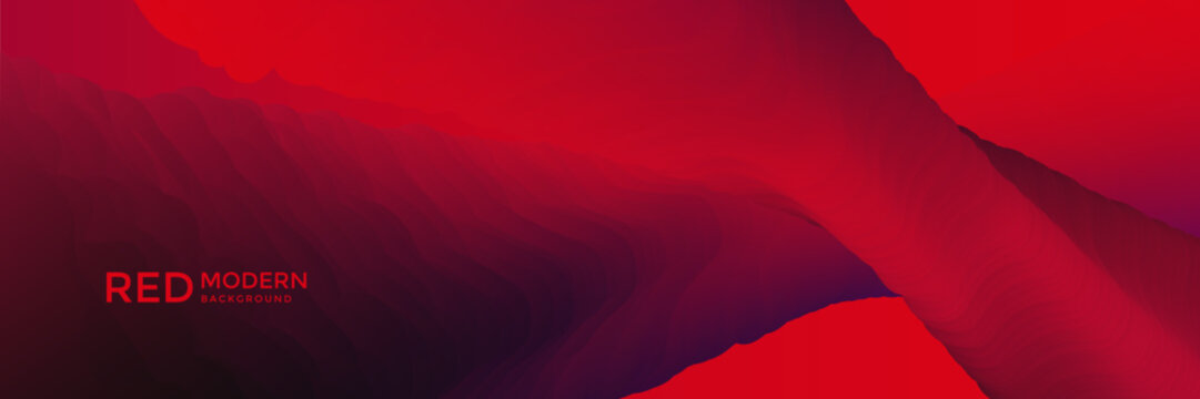 Abstract background red with wavy dynamic fluid and gradient curve modern. Futuristic shadow design with smooth flow light and banner surface digital.