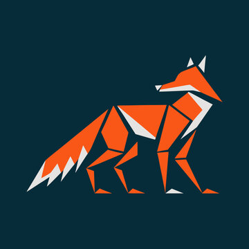 origami paper fox vector