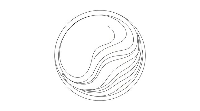Continuous line drawing of abstract swirl marble circle