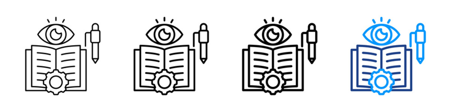 Supervised Learning Icon Different Style Outline Collection Set.