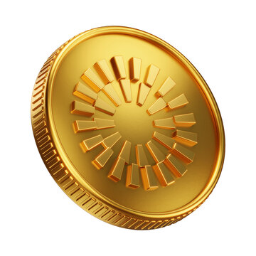 Golden Mantle MNT Cryptocurrency Coin 3D Render Illustration
