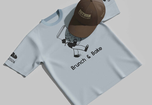 T-Shirt and Cap Mockup