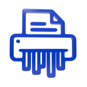 3D blue paper shredder icon for document destruction and privacy