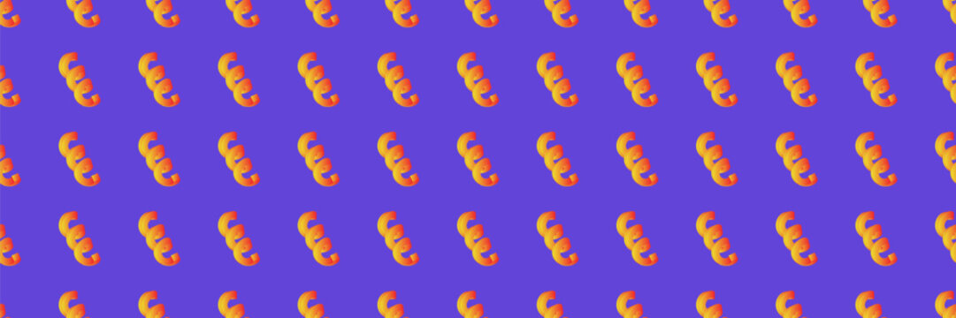 Pattern macaroni design with noodle pasta elbow and italian element spiral. Food curve kitchen with wave texture abstract and background modern illustration.