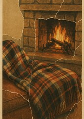 Obraz premium Cozy rustic fireplace warmth