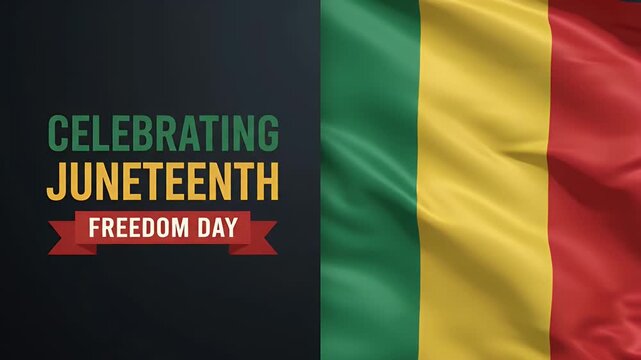 Juneteenth freedom day celebration with waving pan-african flag