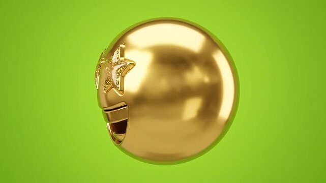 Golden star struck emoji rotating on a green background