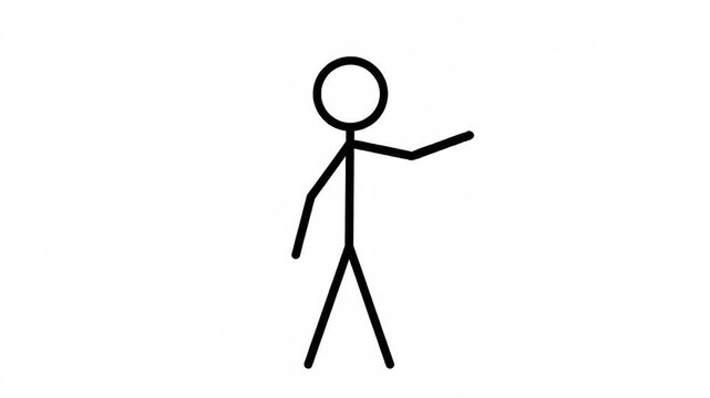 Minimalist 3D stick figure waving hand in friendly greeting animation