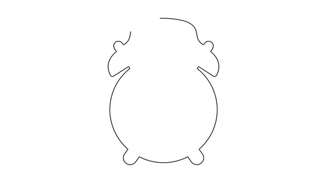 Continuous line alarm clock drawing animated on white background for time management icon.