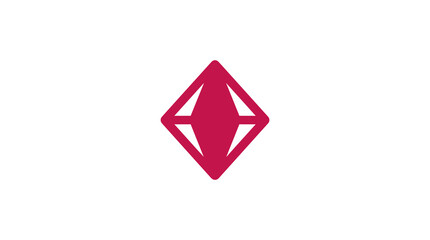 Fototapeta premium Pink abstract geometric diamond shape icon isolated.