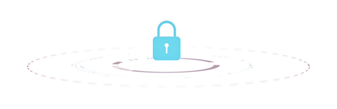 Cyber security of glowing padlock protect digital data network with technology secure lock isolated on transparent png background