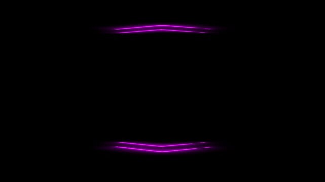 Abstract glowing purple neon chevron frame loop background with copy space, cyber stage motion
