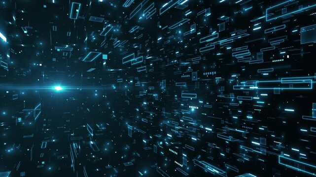 high-tech virtual reality grid with moving cyber  
