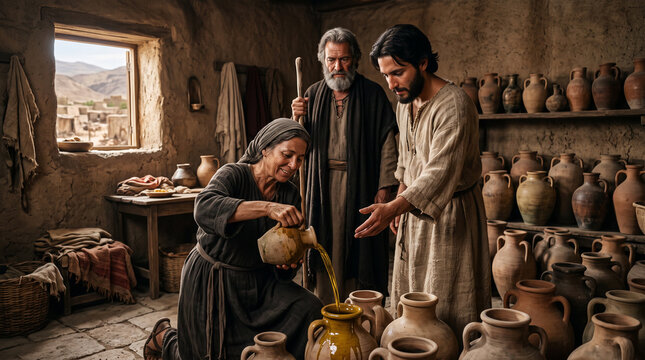 Elijah And The Woman With The Jars Of Oil