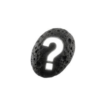 Question Mark Symbol Carved Into a Porous Volcanic Stone