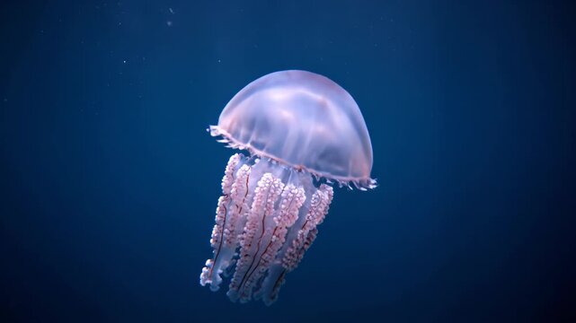 Transparent jellyfish swimming in the water, dream jellyfish floating in the deep sea