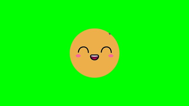 kawaii emoji, with sweat drop animation, on green screen.