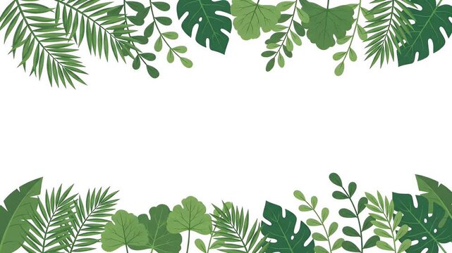 Tropical leaves border frame with hand drawn style