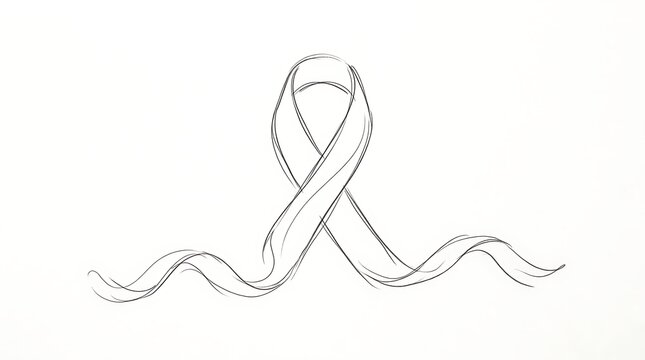 Sketch of a pink ribbon representing breast cancer awareness and hope