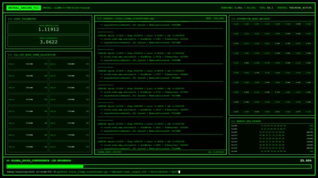 Neural Engine LLaMA Model GPU Training Telemetry Animation.