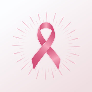 Glowing Pink Ribbon Symbolizing Hope for Breast Cancer Awareness