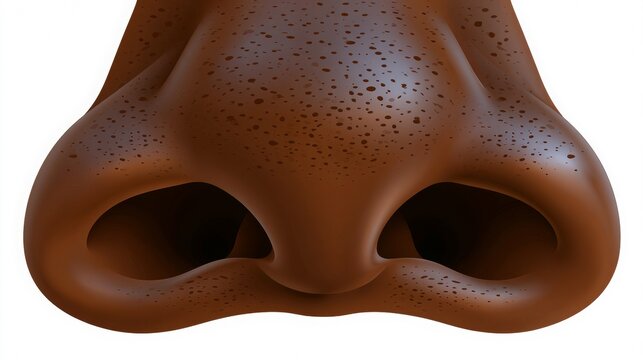 Detailed illustration of nostrils viewed from the front, isolated on white