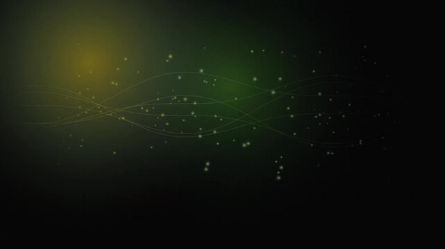 Aurora Flow Field Animation - Golden Green Particle Network 4K