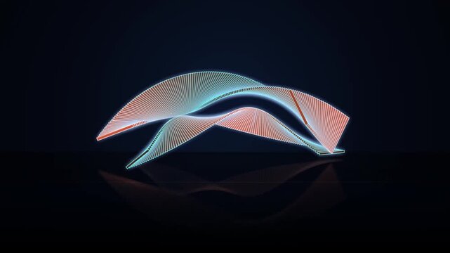3D Parametric Twist Ribbon Animation - Cyan Orange Mesh 4K